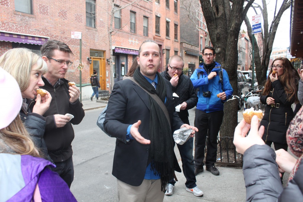 Bert, out tour guide talking us though the delicious rissotto rice balls we eat on the sidewalk