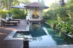 The swimming pool in our private villa
